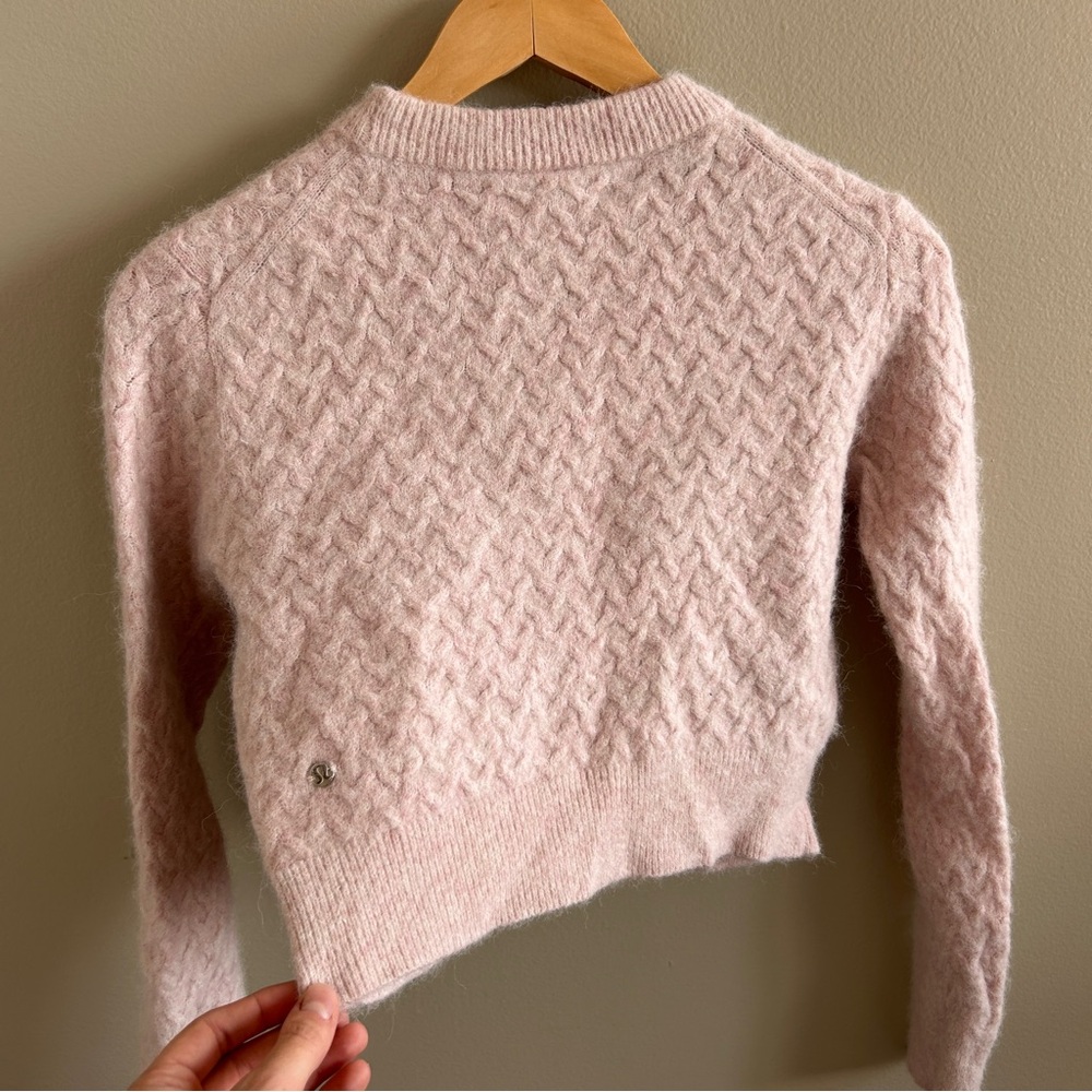 Lululemon Alpaca Wool Blend Cropped Sweater Pink Diamond Knit Size S - Picture 4 of 5